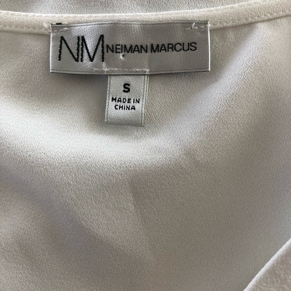 🌿 NEIMAN MARCUS 🌿 white long sleeve blouse v-neck cutout detail size S - Picture 6 of 7